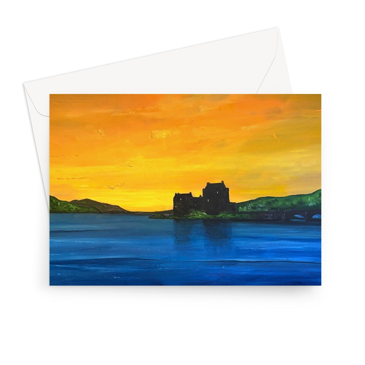 Eilean Donan Castle Dusk Greeting Card - Historic & Iconic Art Gallery Scotland - Free Shipping Worldwide
