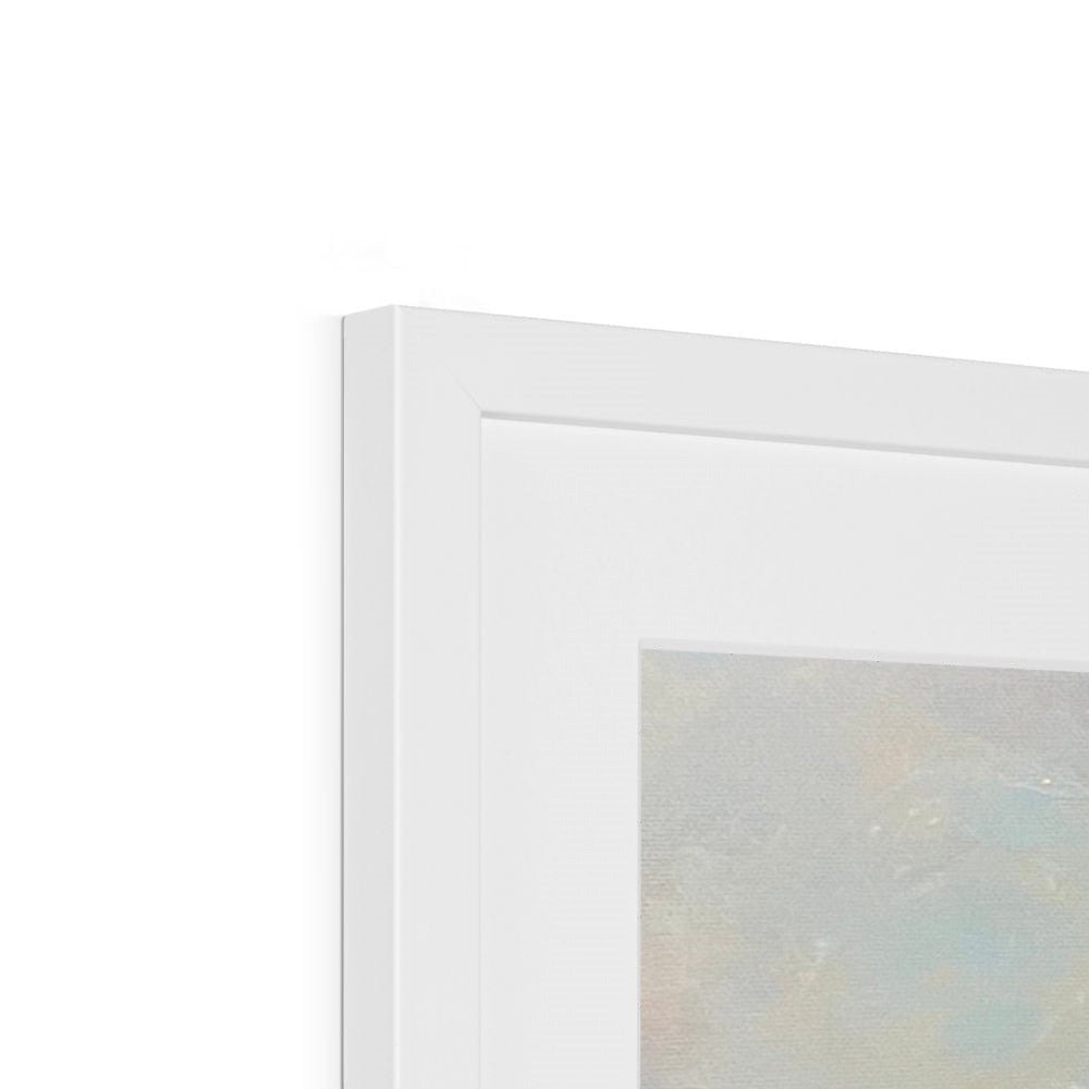 White framed abstract art displayed as part of the Eilean Donan Castle framed and mounted print