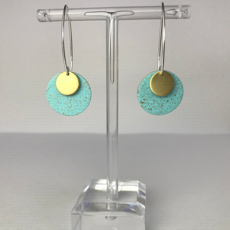 Turquoise speckled El Medano small dot disc earrings by Lindsay Mcdowall Jewellery