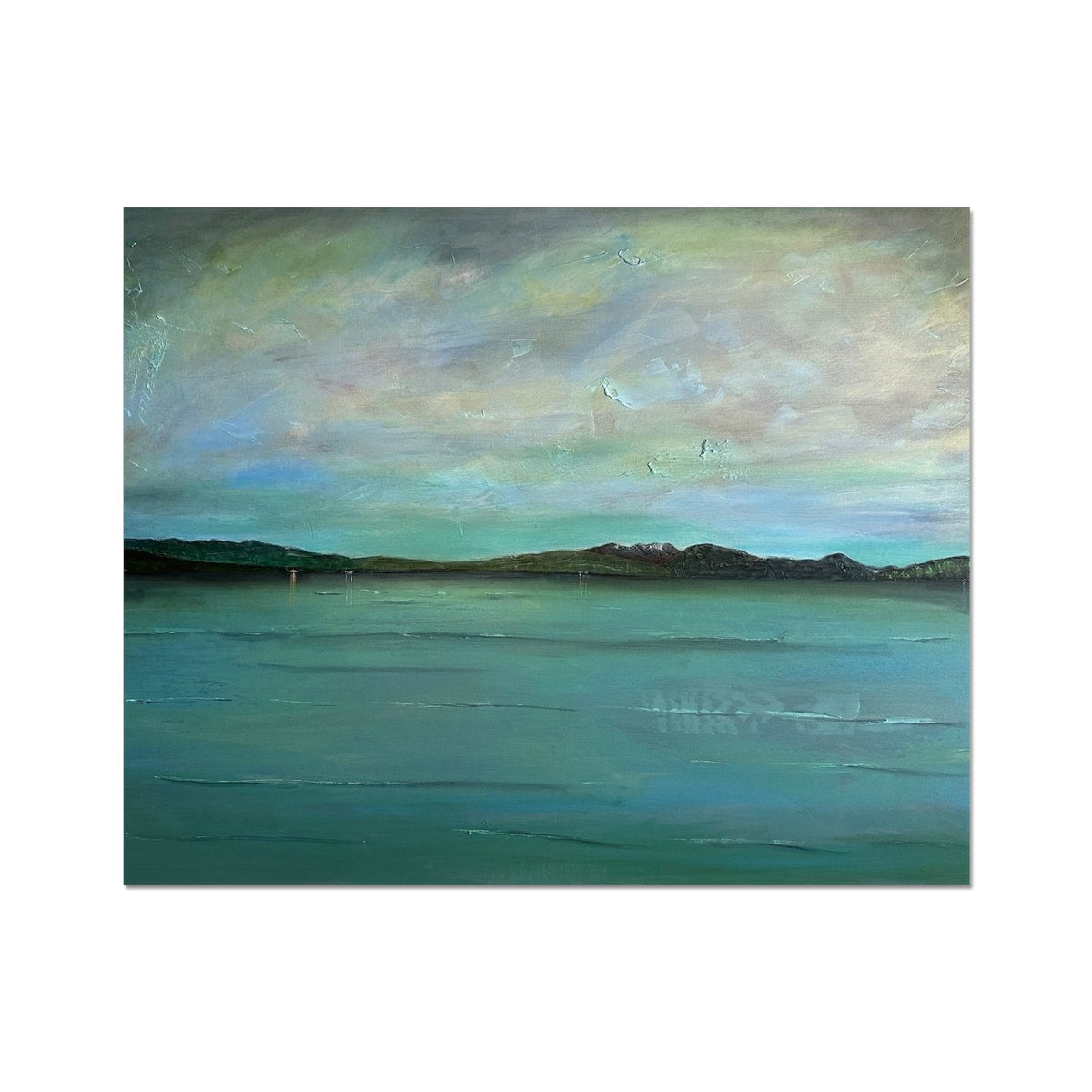 Teal and green abstract Emerald Loch Lomond landscape print