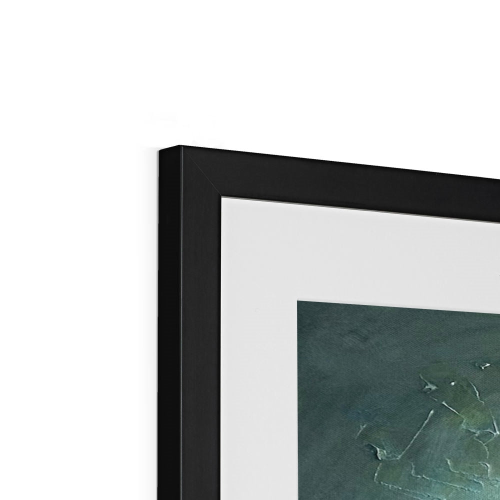 Black matte frame with white mat and abstract Emerald Loch Lomond artwork