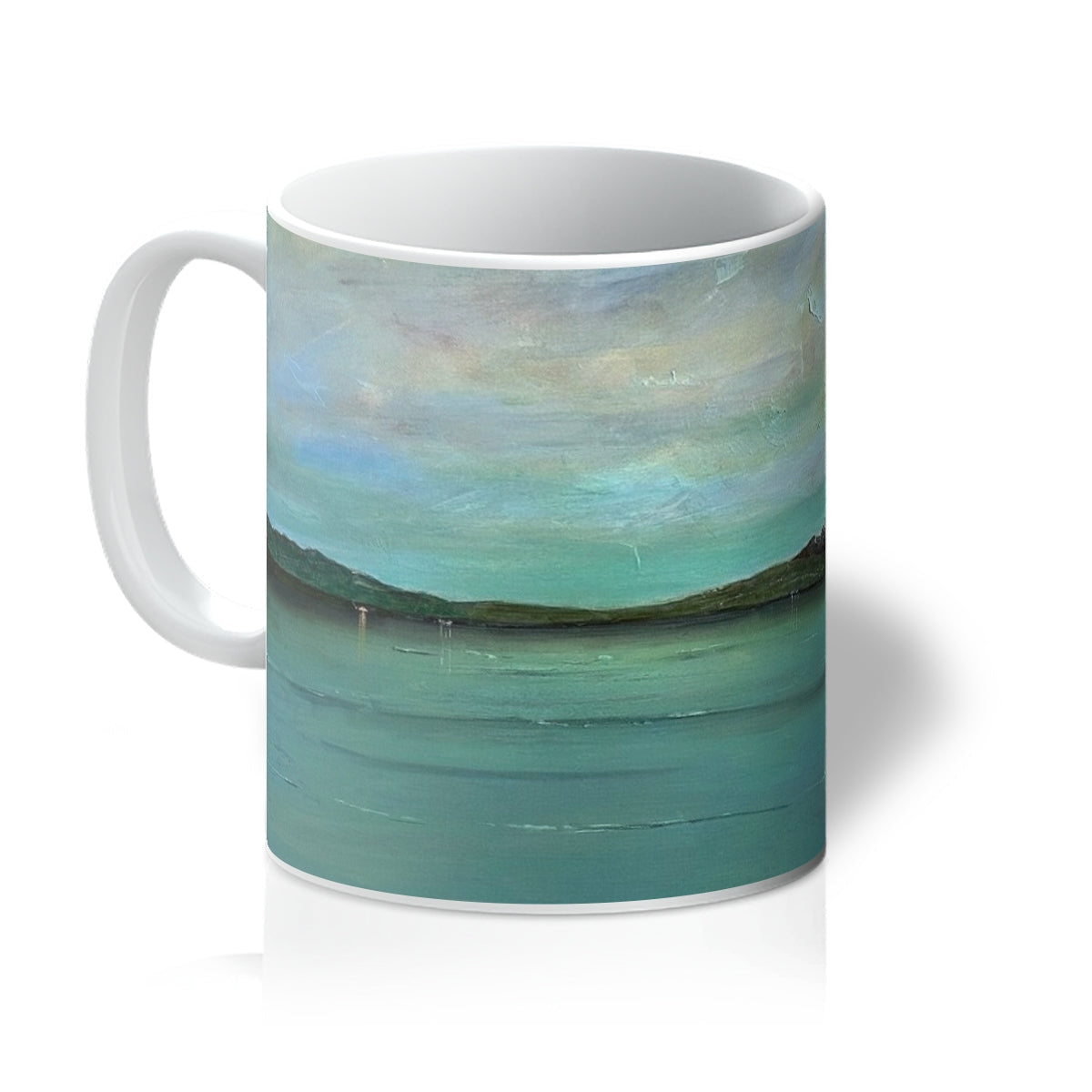 An Emerald Loch Lomond ceramic mug with abstract ocean design in blue and green