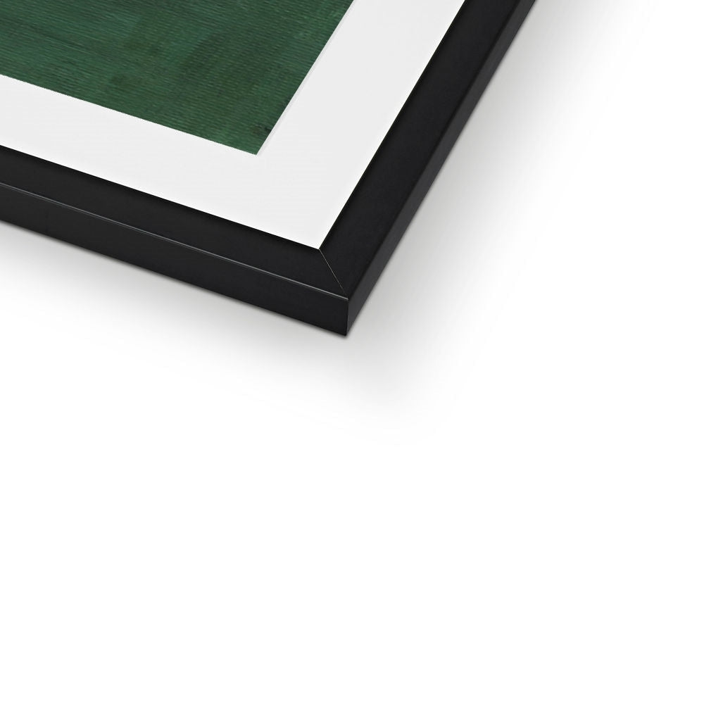 The Emerald Window framed print with black frame, white mat, deep green canvas