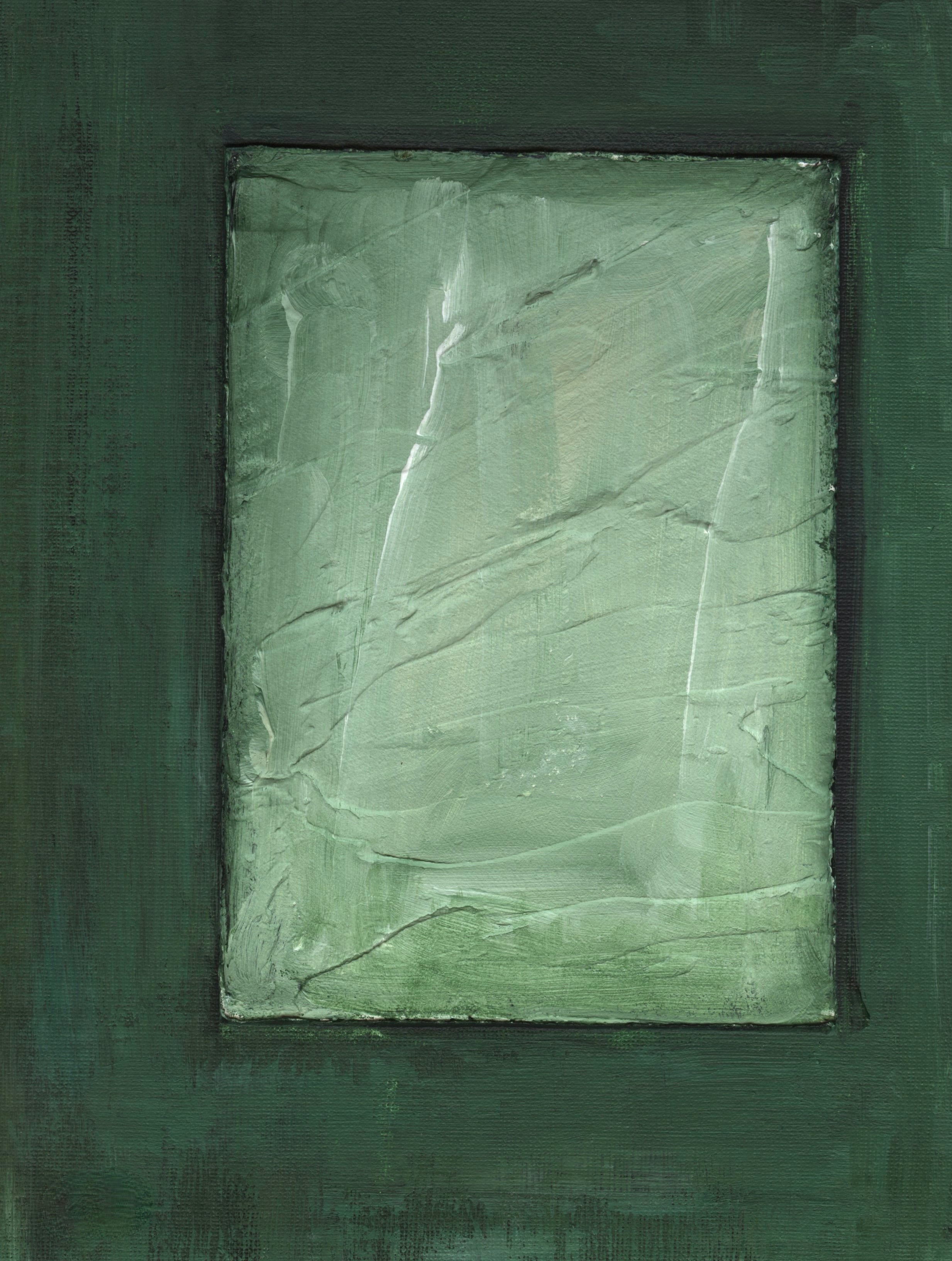 The Emerald Window abstract impressionistic painting in pale green