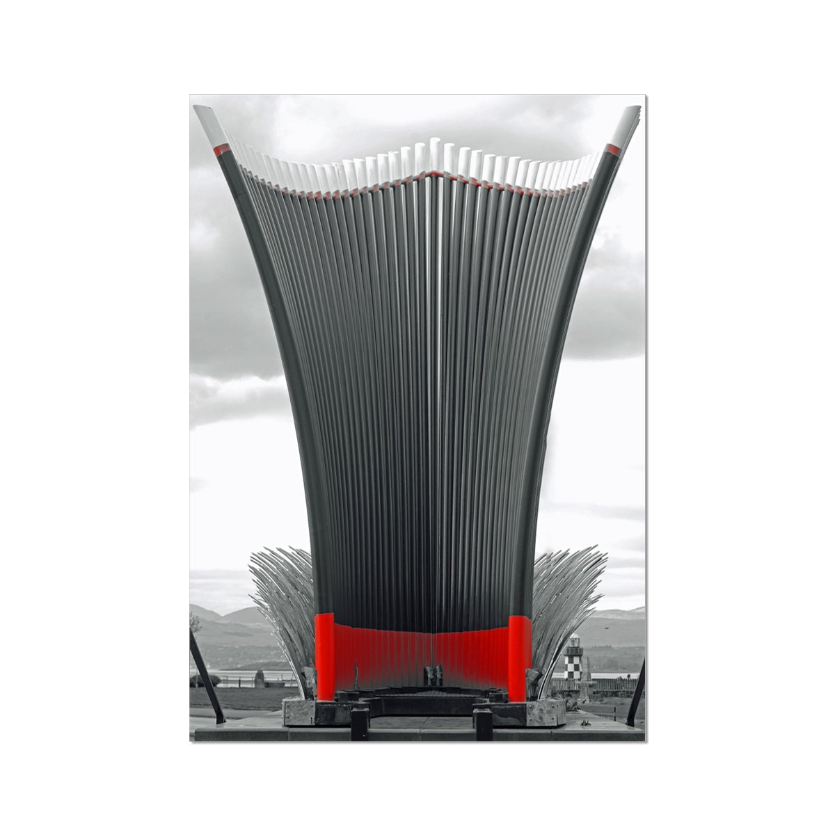 Endeavour RED Fine Art Print: Fluted Black Metallic Sculpture with Red Accents