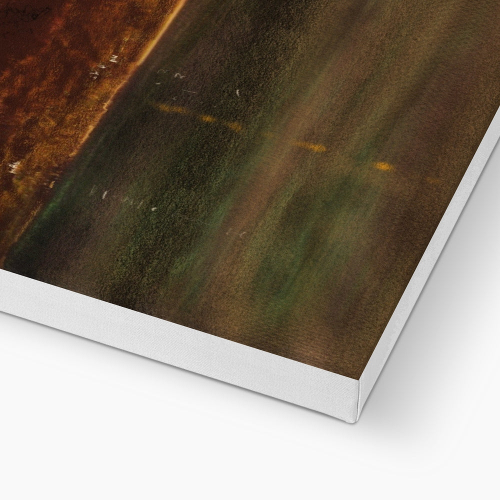 Eriskay Dusk gold and green abstract canvas print with metallic edges