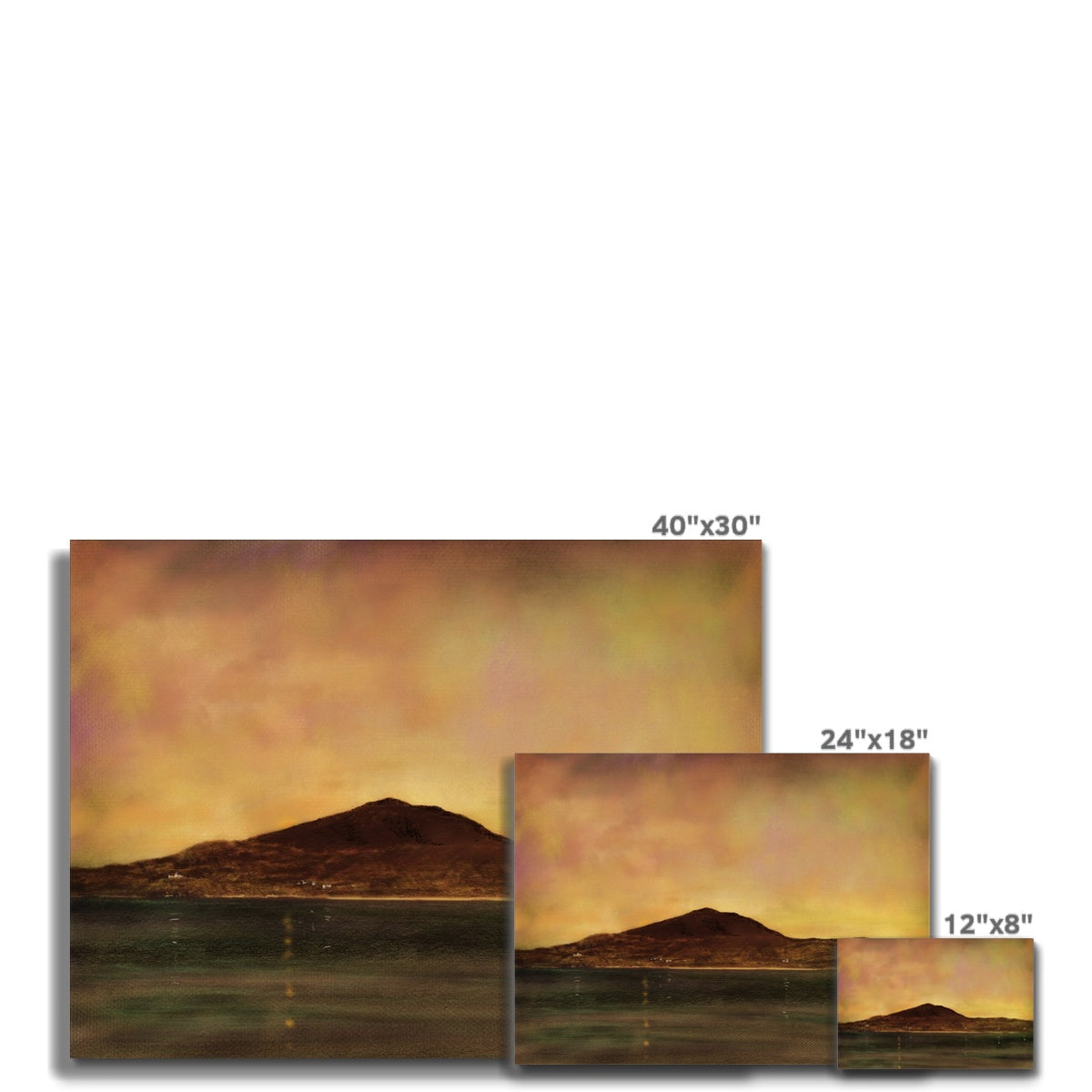 Eriskay Dusk 40x30 landscape canvas print of mountain silhouette