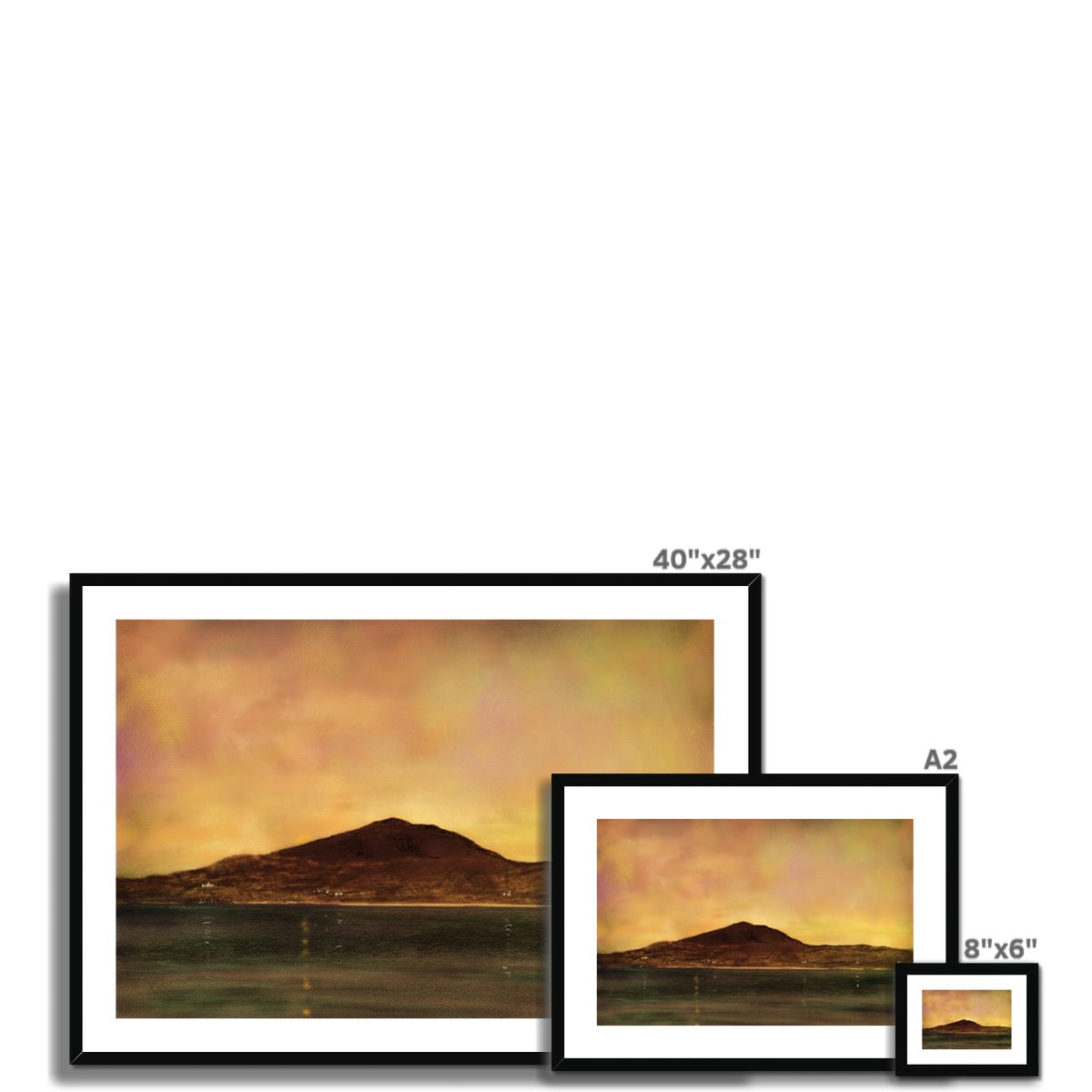Eriskay Dusk 40x28 framed mountain silhouette print