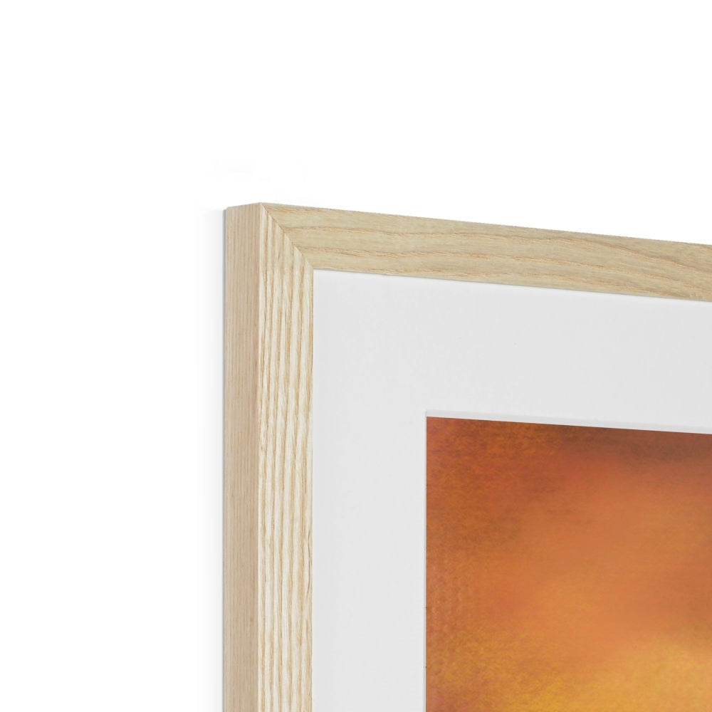 Eriskay Dusk Art Prints in natural wood frame with white mat and orange artwork