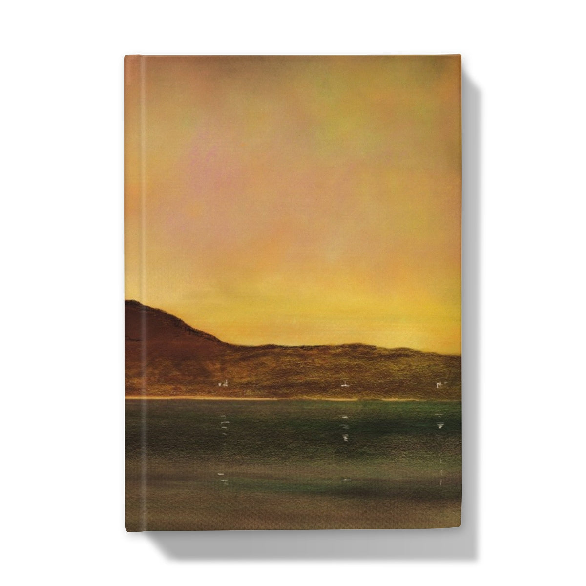 Eriskay Dusk journal with serene sunset canvas print over water