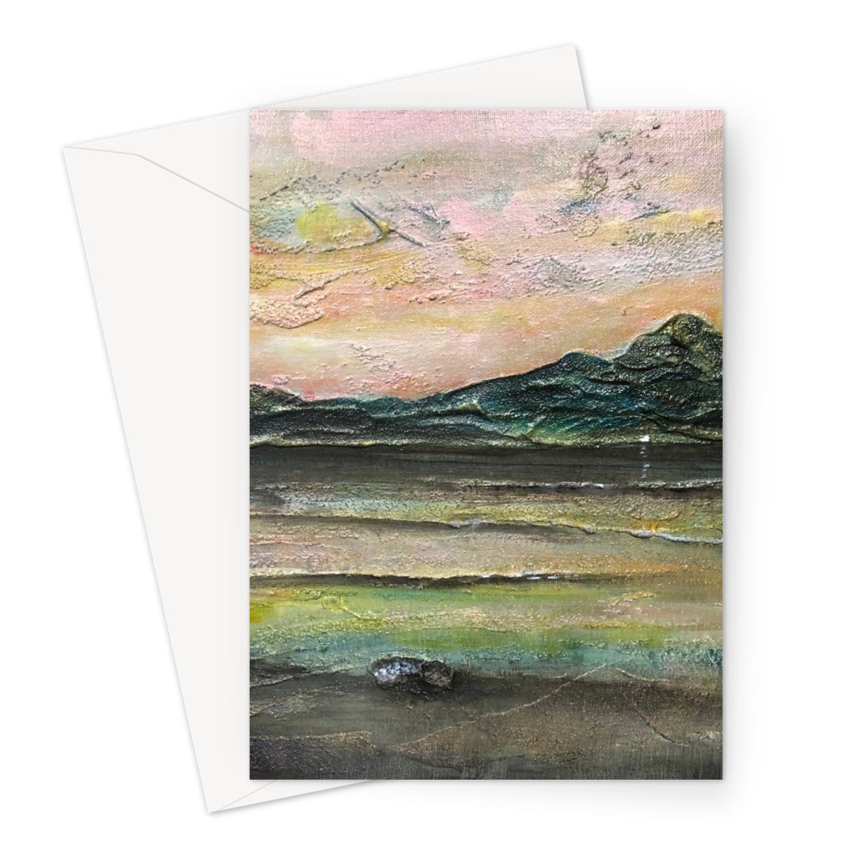 An Ethereal Loch Na Dal Skye greeting card with serene coastal scene