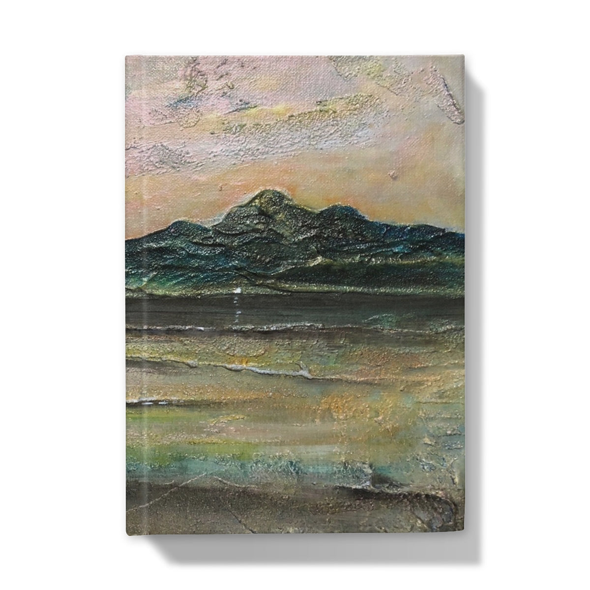 Textured Ethereal Loch Na Dal Skye journal with abstract mountain and wave landscape