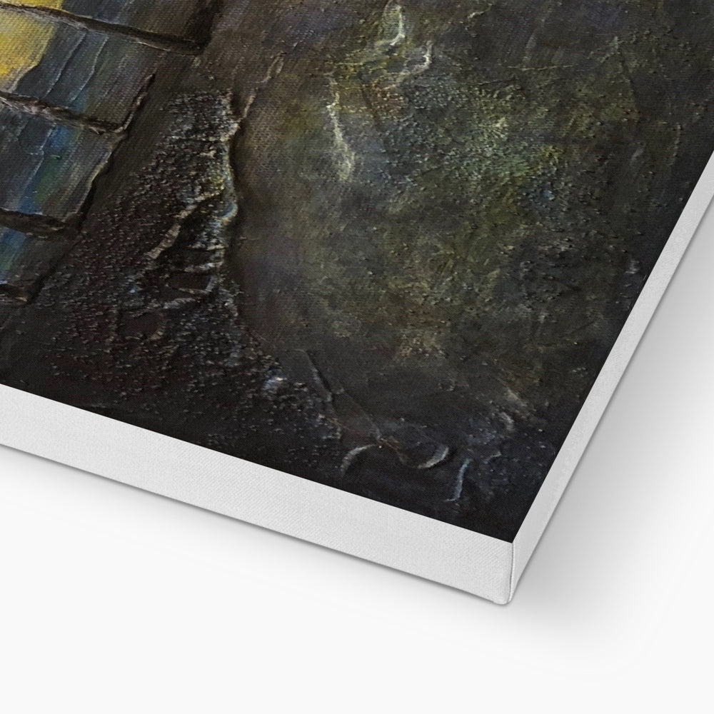 Black and gold Brodgar ring stone wall art canvas print in white frame