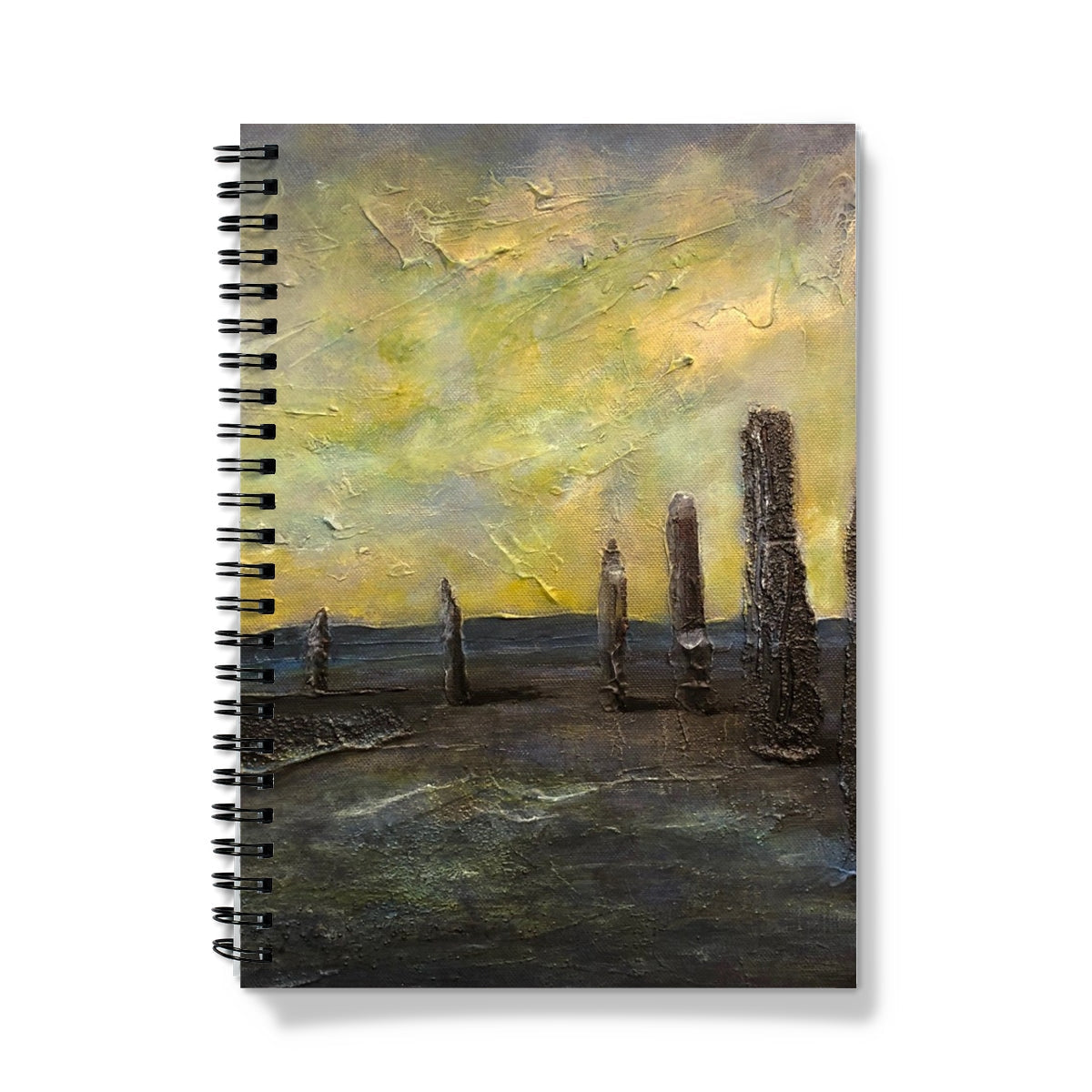 Spiral-bound Brodgar notebook with stone and ethereal sky cover