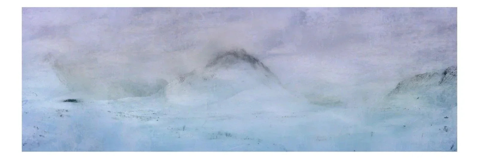 White and blue abstract Etive Snow Glencoe panoramic painting