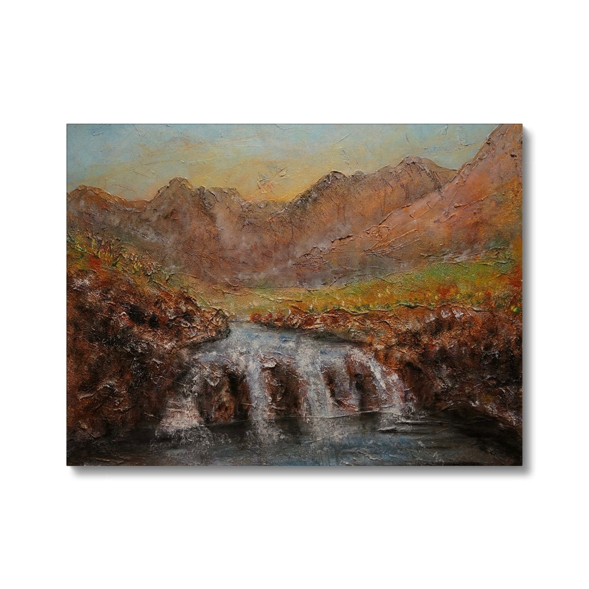 Fairy Pools Skye Dawn waterfalls canvas print in earthy tones