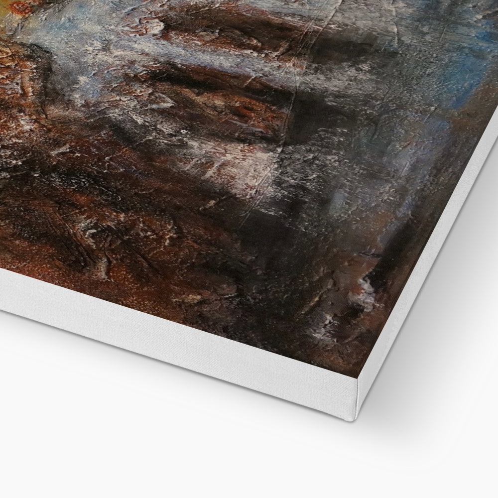 Fairy Pools Skye Dawn canvas print with abstract earthy tones and metallic accents