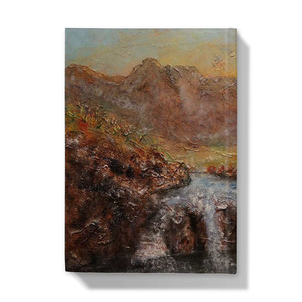 Fairy Pools Skye Dawn journal with mountain waterfall canvas print