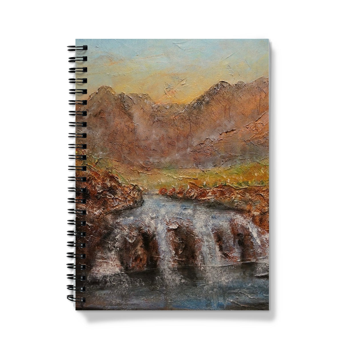 Fairy Pools Skye Dawn notebook with mountain waterfall cover