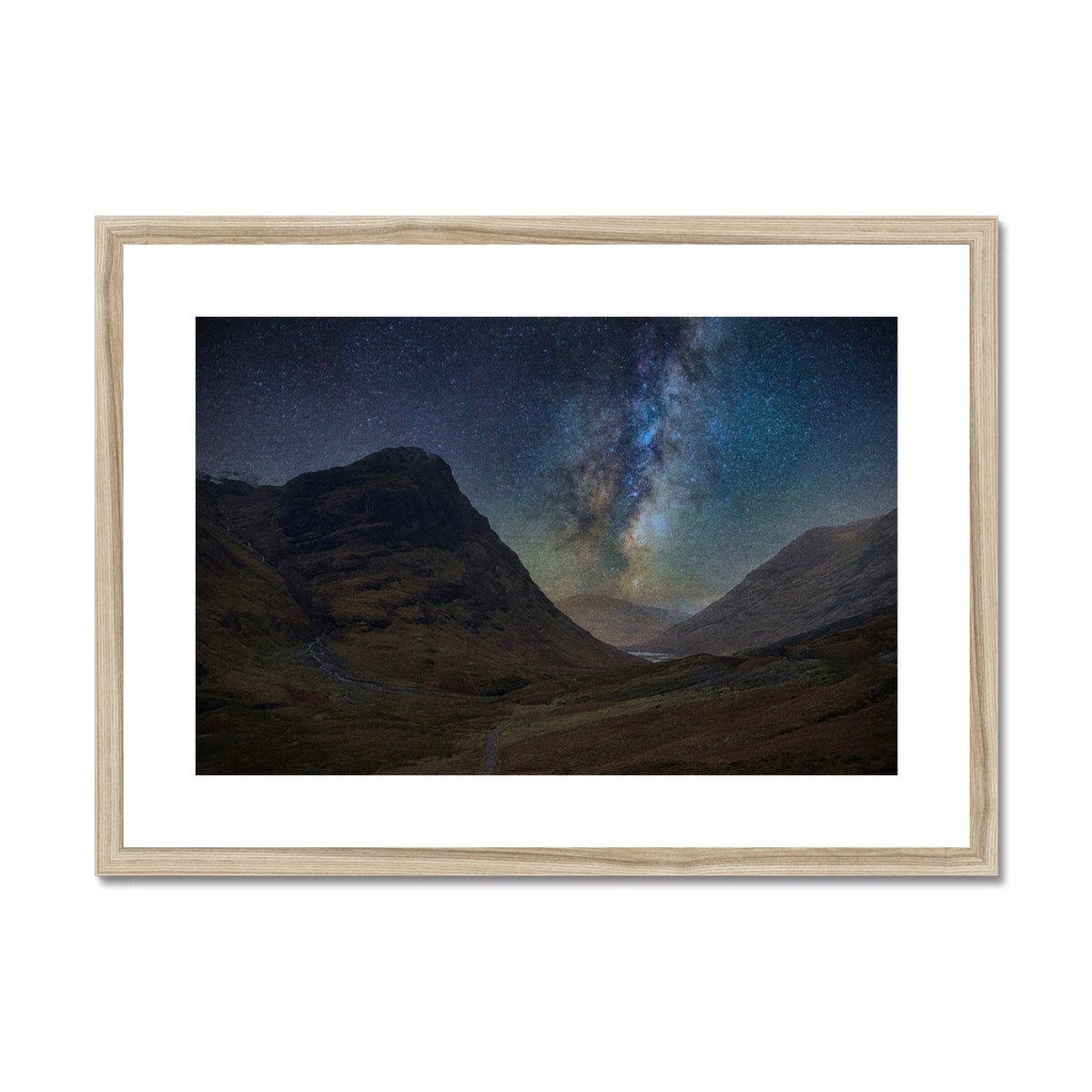 Glencoe Starlight framed print of Milky Way over mountains