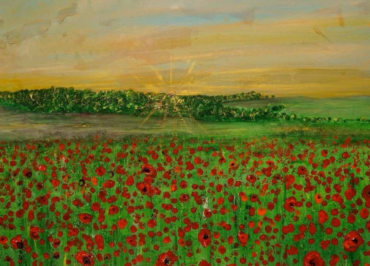 Vibrant poppy field painting from Flanders Fields Original Painting collection