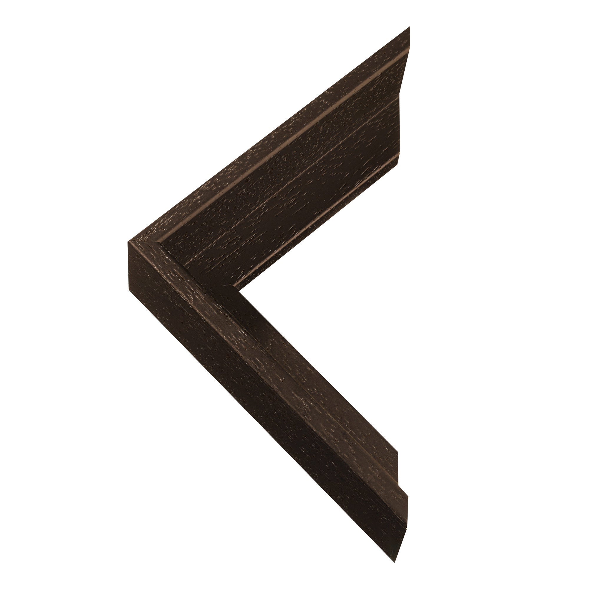 Rustic dark brown wooden zigzag floating frame with natural wood grain
