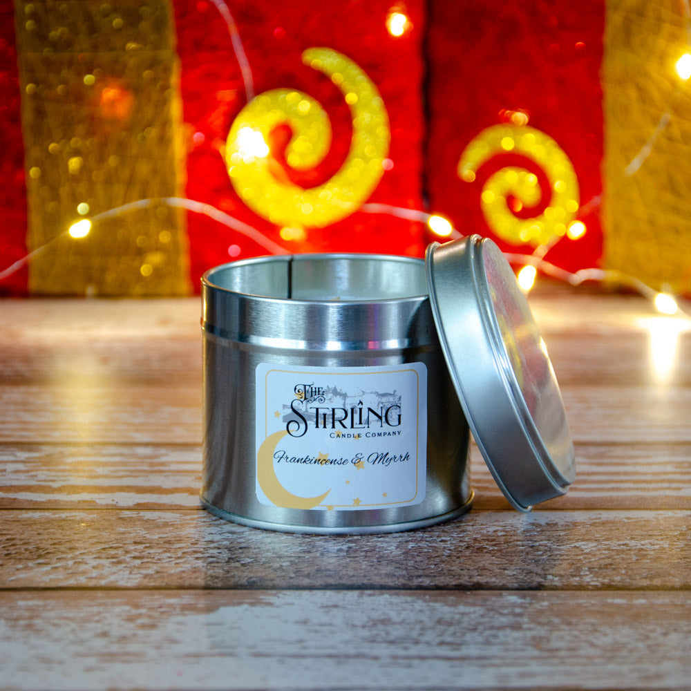 Frankincense & Myrrh travel tin candle by Stirling Candle Company