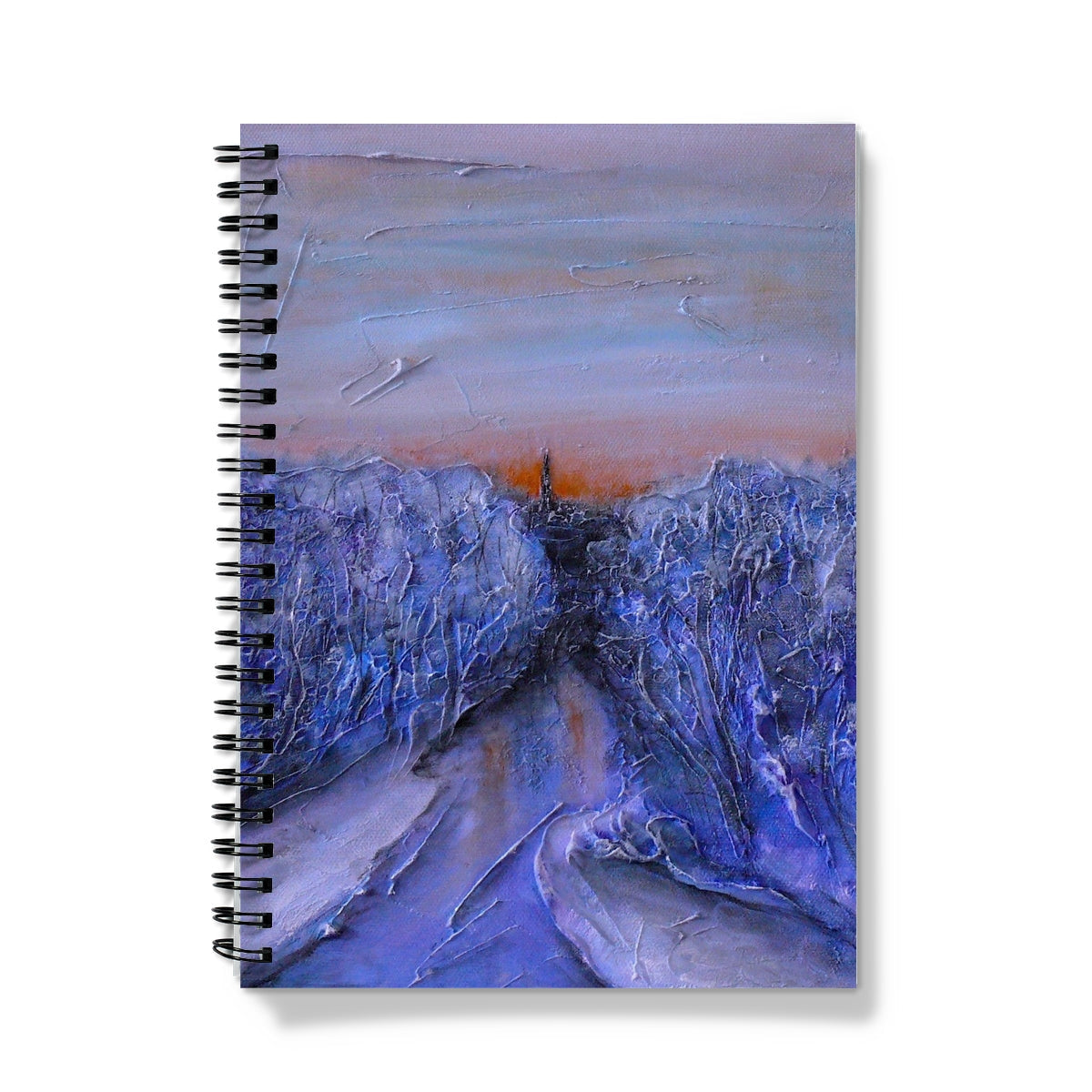 Frozen River Kelvin notebook with abstract blue-purple landscape cover