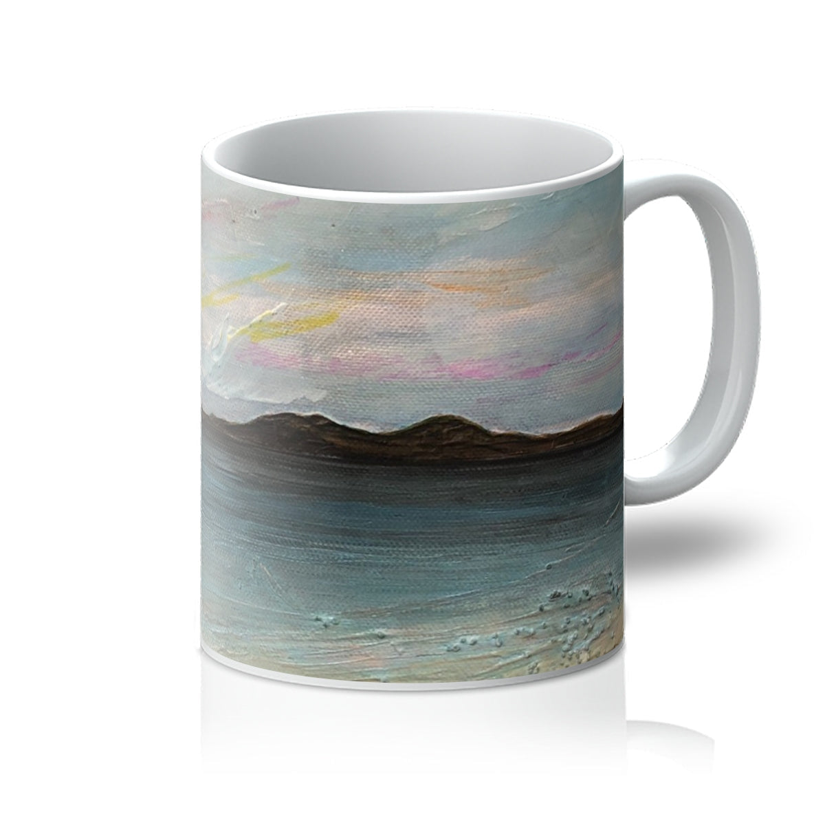 Garrynamoanie Beach South Uist ceramic mug with abstract blues and grays landscape