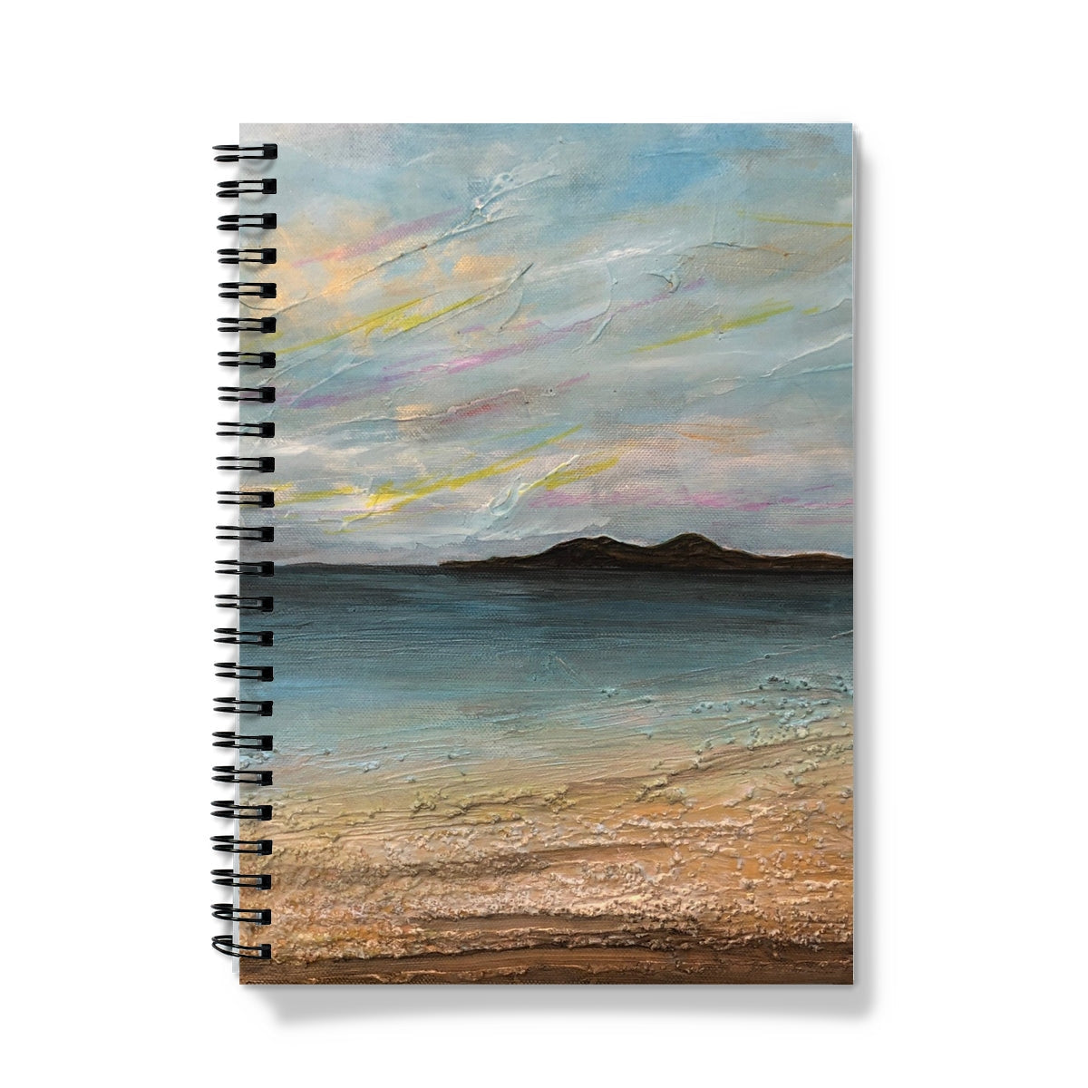Garrynamoanie Beach South Uist spiral notebook with pastel beach cover