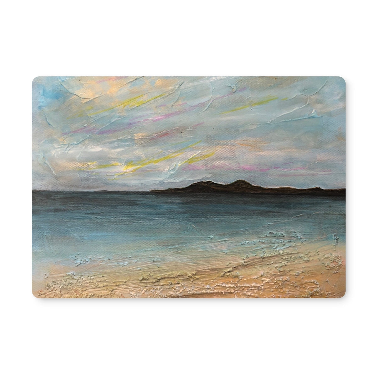 Garrynamoanie Beach South Uist placemat with textured ocean waves design