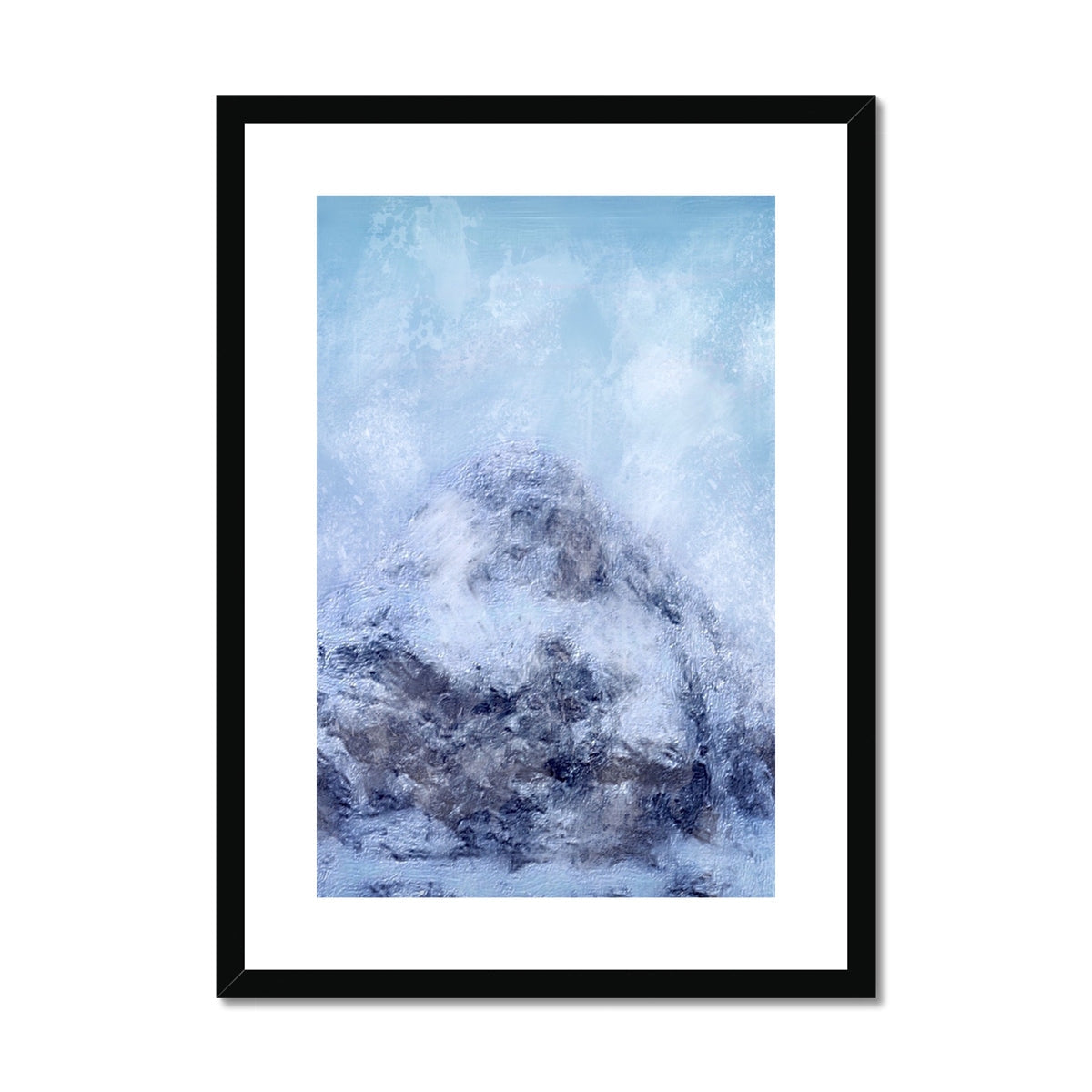 Blue Wave Art Print with Black Frame in Gearr Aonach Glencoe Snow Collection