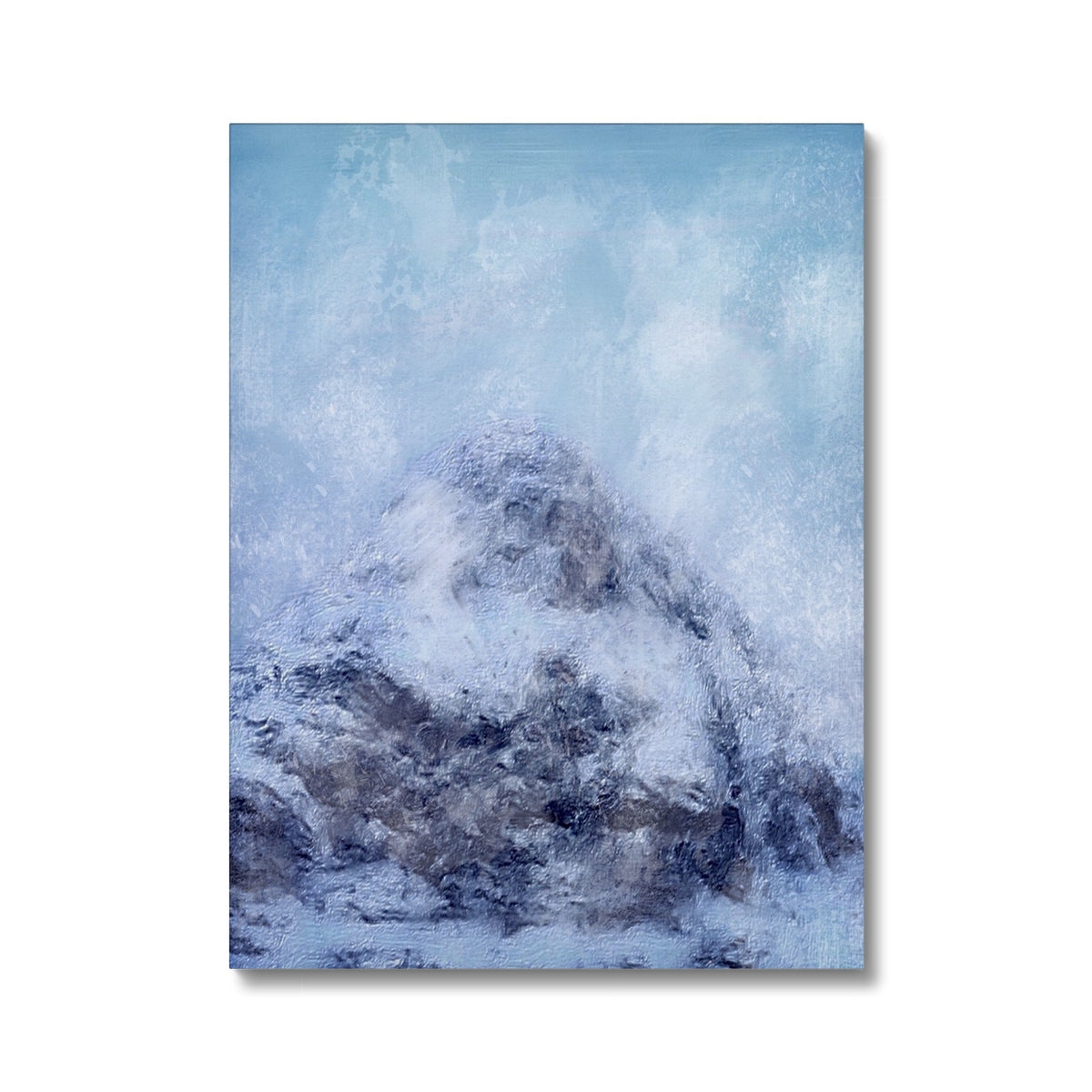 Gearr Aonach Glencoe Snow blue wave canvas art with white foam and gray rocks