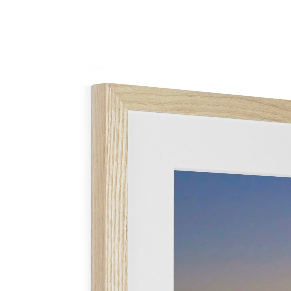 Light oak frame with white mat and Gigha Jura sunset blue art print