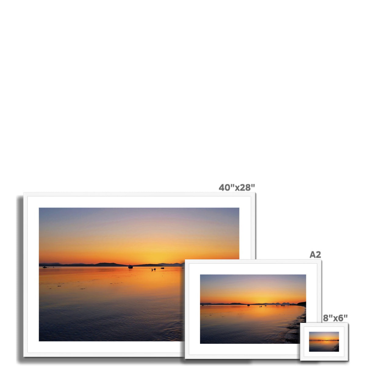 40x28 inch framed Gigha and Jura sunset landscape print