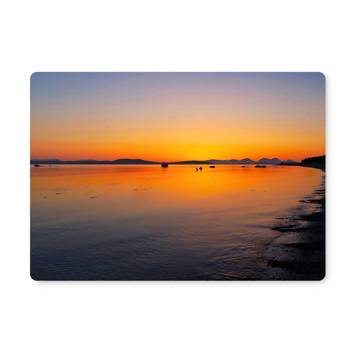 Gigha & Jura Sunset Placemat: Orange Beach Scene