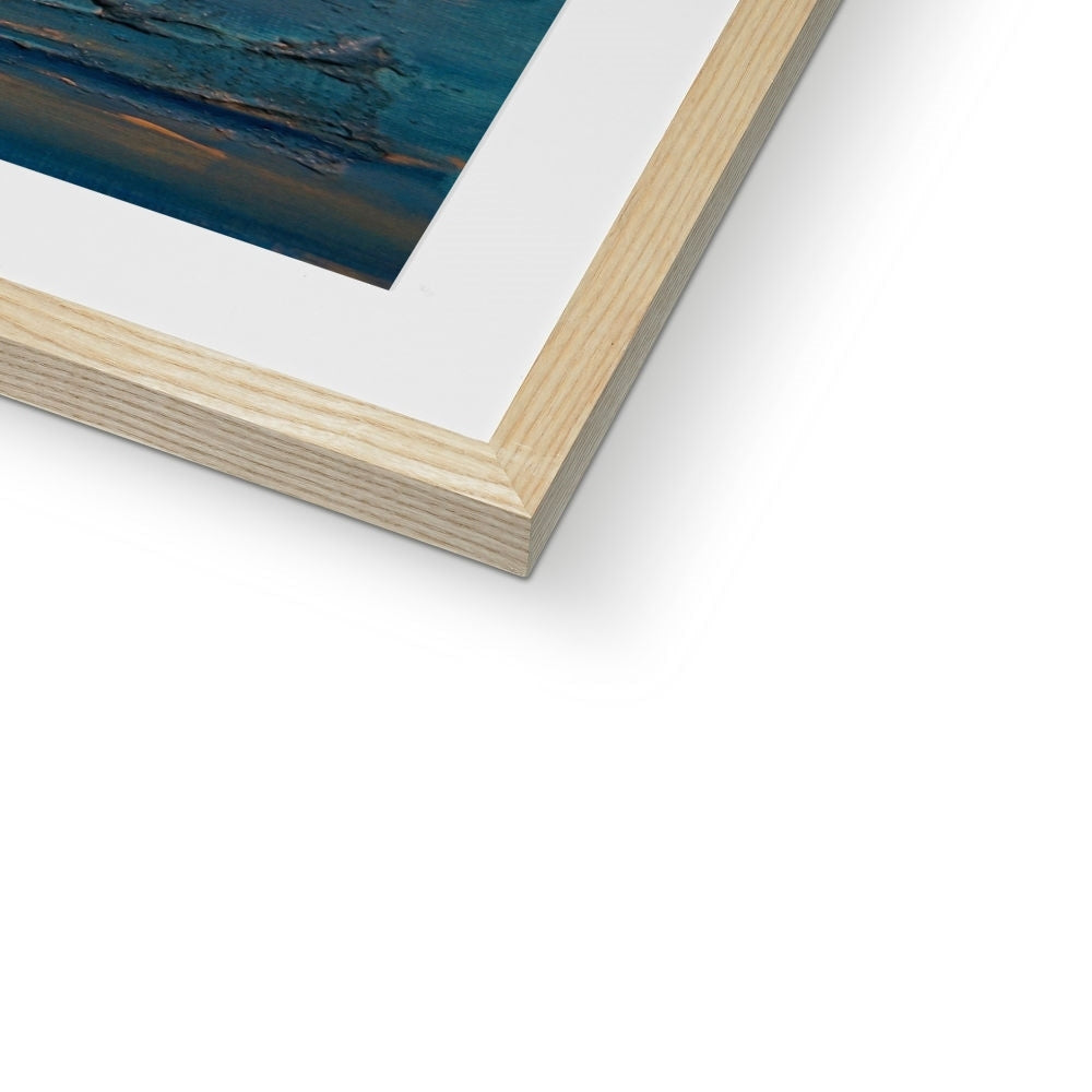 Gigha Sunset abstract painting in wooden frame with white mat