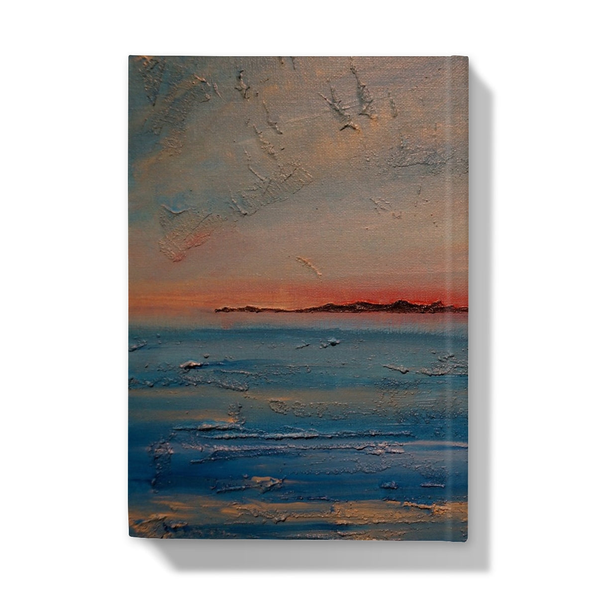 3D textured canvas print of Gigha Sunset over ocean in journal