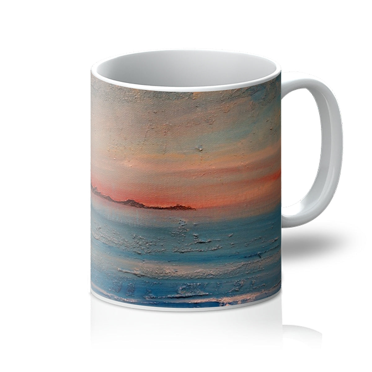 Gigha Sunset Mug with ocean sunset in soft blues and oranges