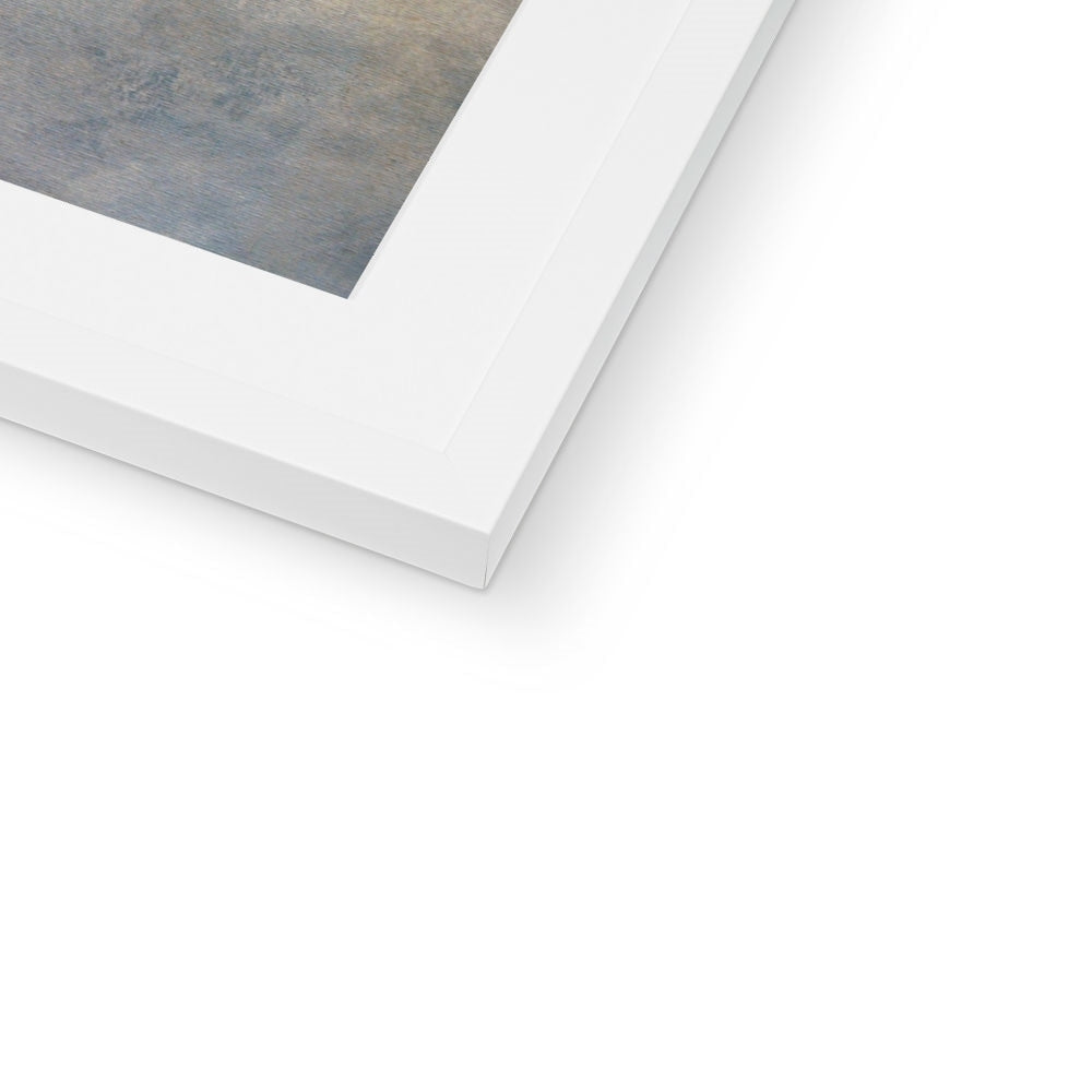 White matte thin-profile frame with Glasgow Docks in Mist print