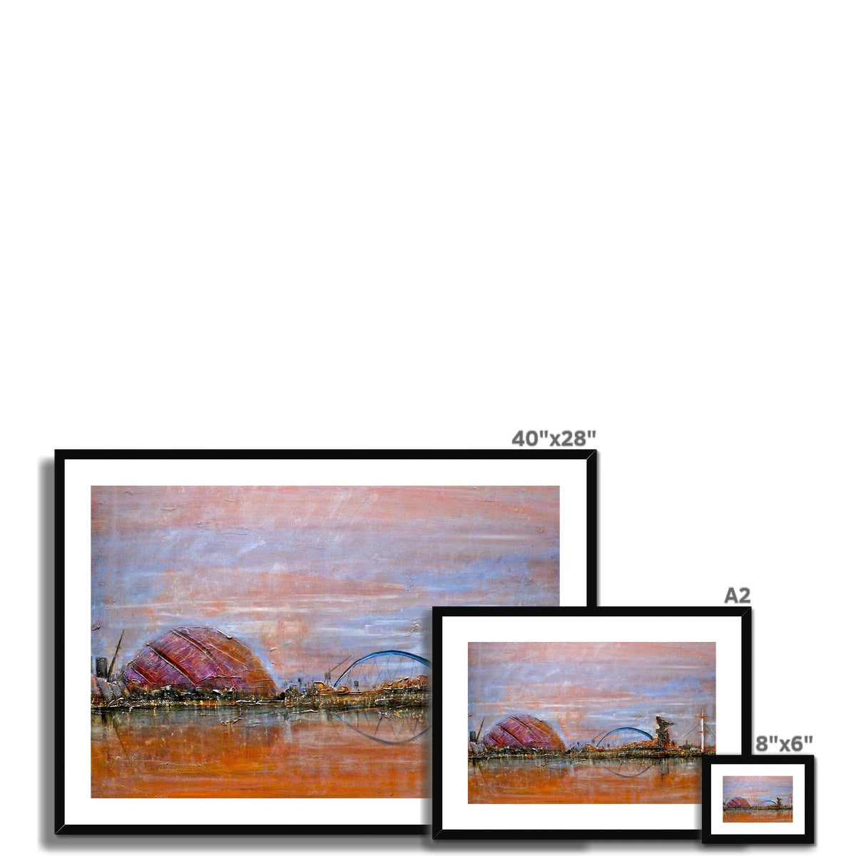 40x28 Framed Glasgow Harbour Abstract Geometric Art Print