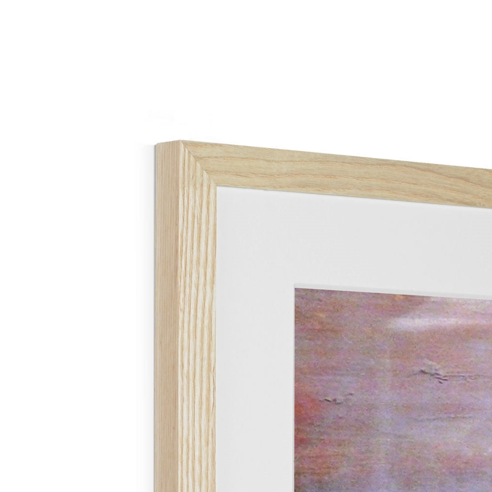 Light oak framed Glasgow Harbour abstract art print with white mat