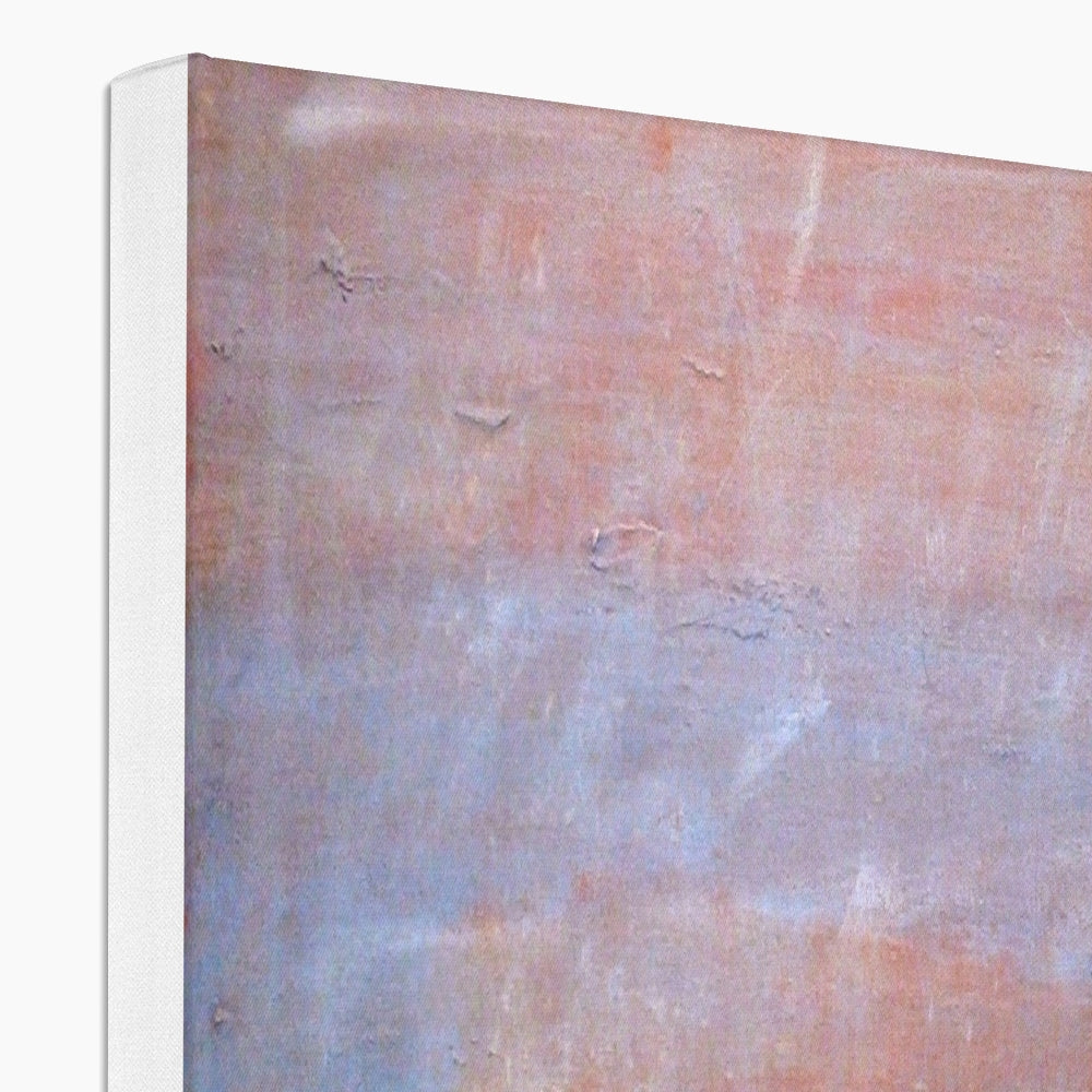 Pastel abstract Glasgow Harbour canvas print in pink, blue, white hues