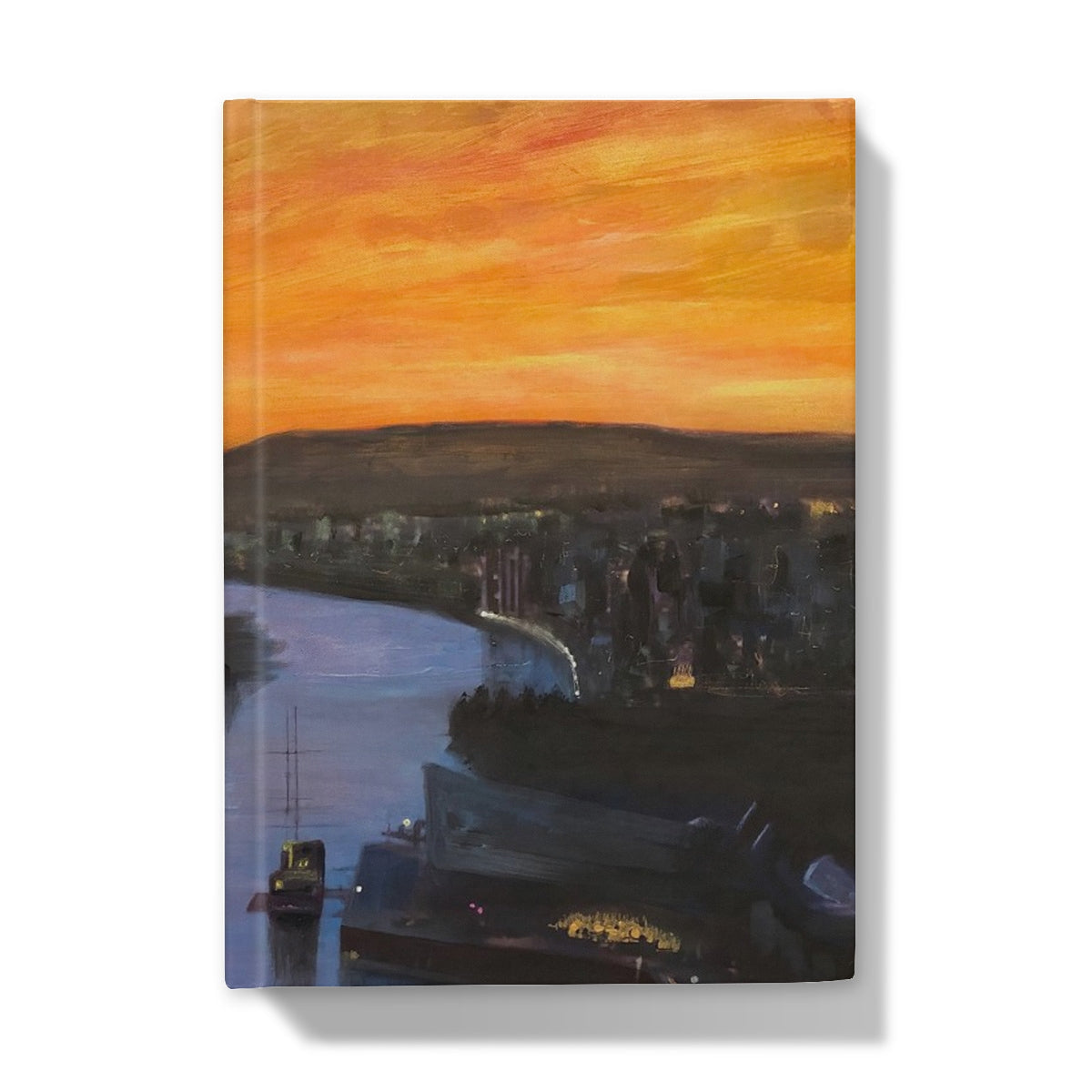 Glasgow Harbour sunset hardcover journal with river cityscape