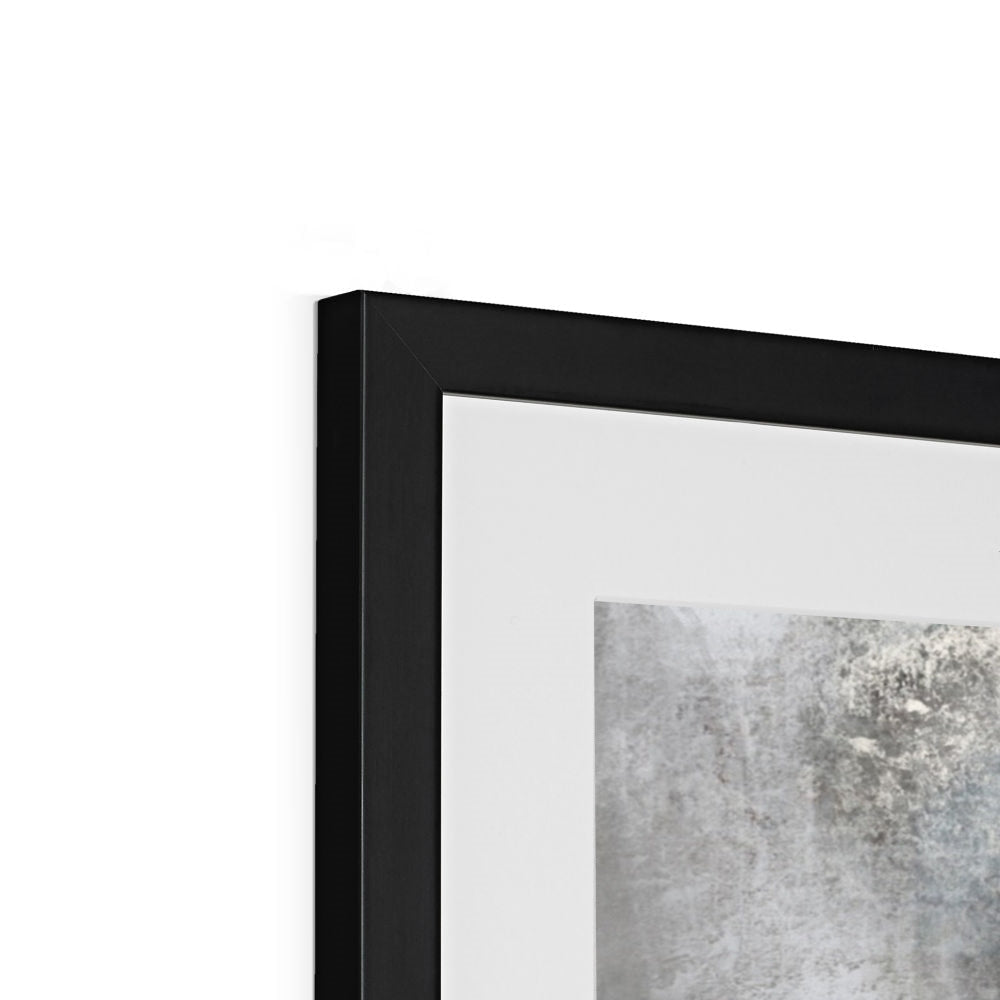 Black framed artwork with a white mat from the Glasgow Necropolis Moonlight print