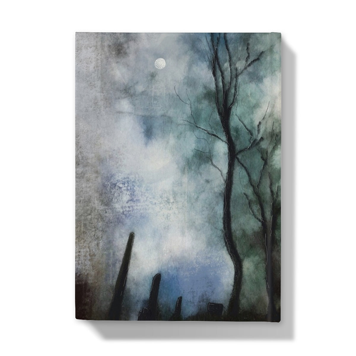 Rectangular canvas print of an abstract moonlit forest scene for Glasgow Necropolis Moonlight Journal
