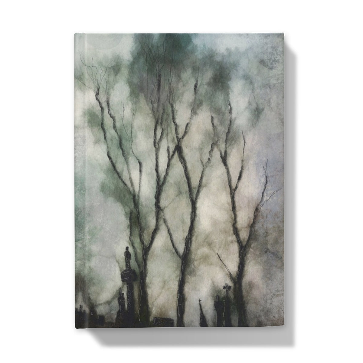 Glasgow Necropolis Moonlight Hardback Journal with abstract dark landscape painting of bare trees