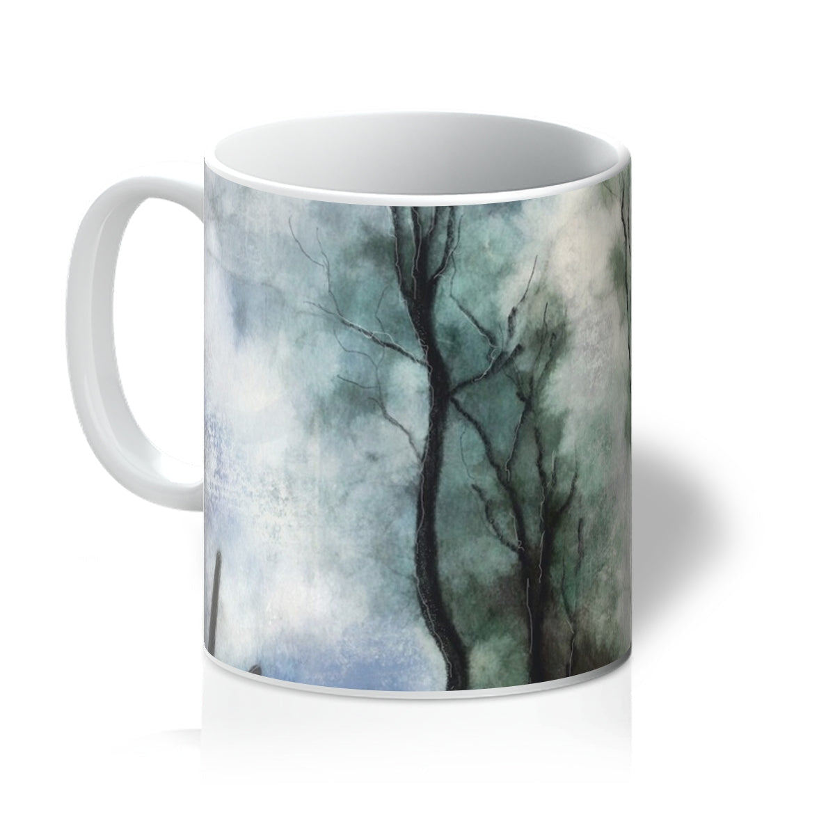 Glasgow Necropolis Moonlight Mug with misty winter forest design