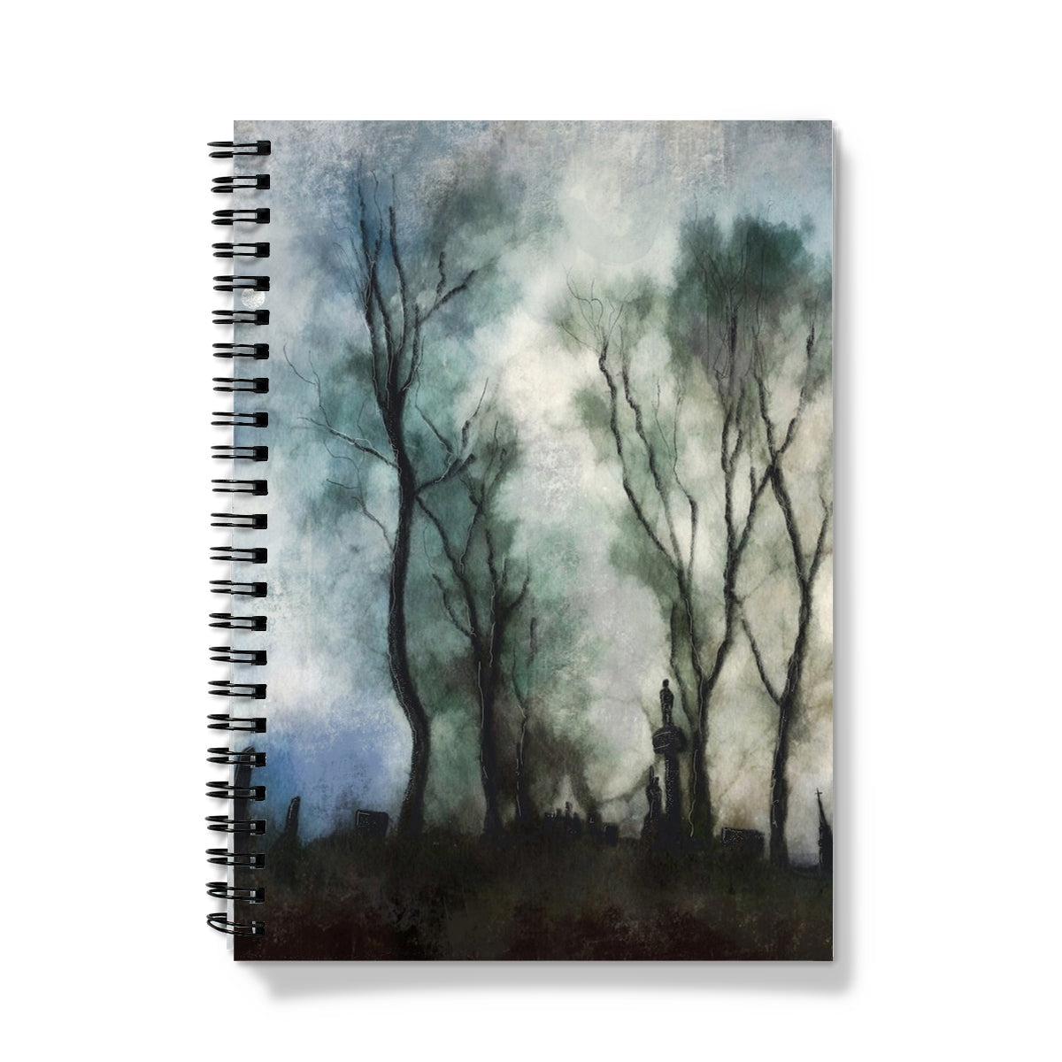 Glasgow Necropolis Moonlight spiral notebook with watercolor forest cover