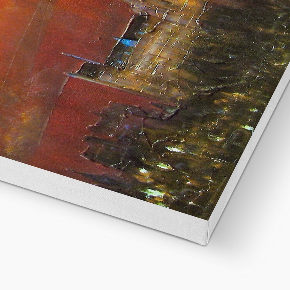 Textured abstract painting on canvas titled Glasgow University Dusk Canvas